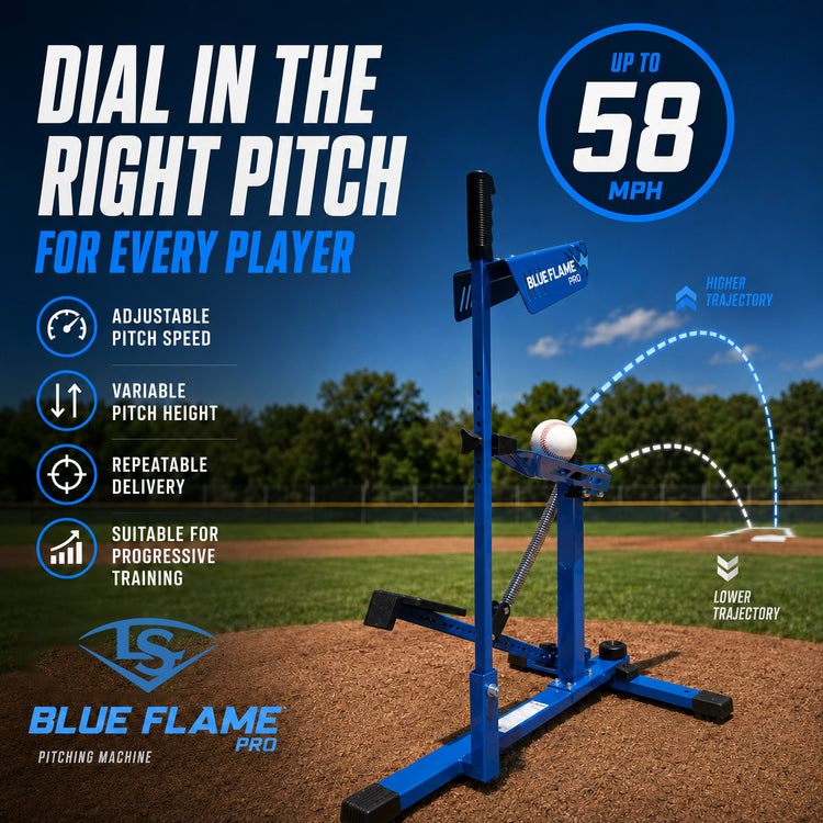 Louisville Slugger Blue Flame ピッチングマシン Blue Flame Pro Pitching Machine | 58 MPH Manual Baseball