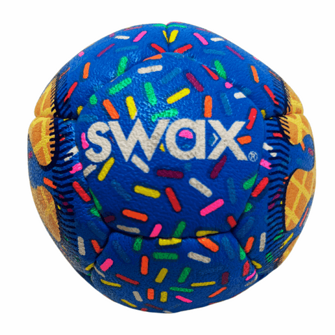 Colorful blue sprinkle SWAX ball with vibrant patterns for fun and active play