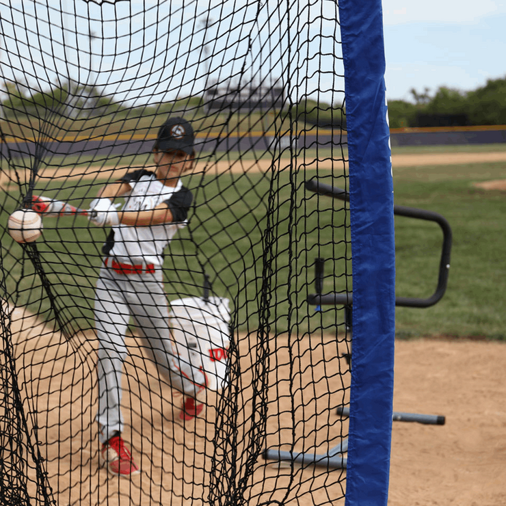 Baseball swing trainer bundle featuring a young athlete practicing swings with training aids in a field
