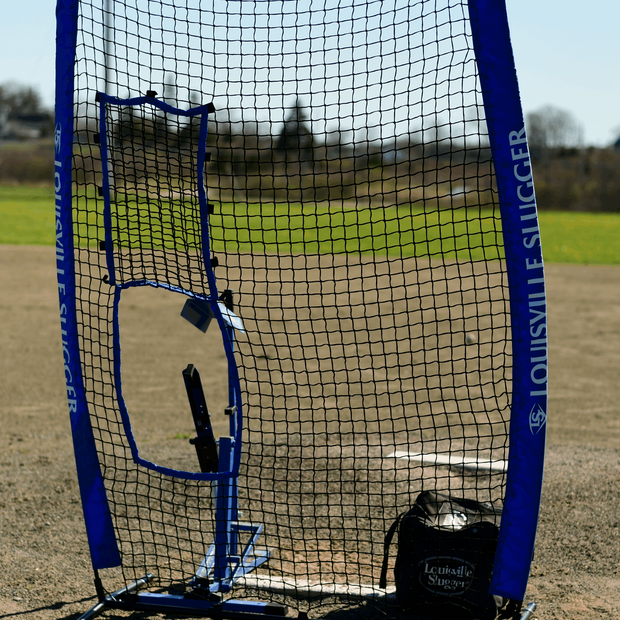 Louisville Slugger Blue Flame training bundle including training net for effective baseball practice