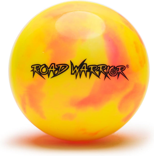 Road Warrior Street Hockey Balls - 15 Pack (Extreme Colours) with vibrant yellow and orange design for outdoor play