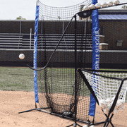 Louisville Slugger Soft-Toss System for batting practice with adjustable net and baseballs ready for use