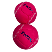 Two Pink Swax training softballs with a durable design for effective practice and skill development