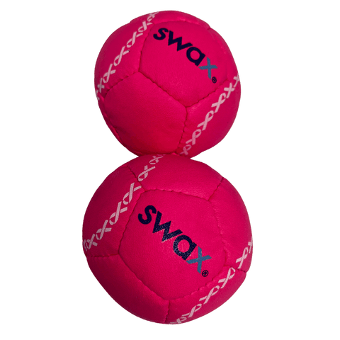 Two Pink Swax training softballs with a durable design for effective practice and skill development