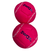 Two Pink Swax training softballs with a durable design for effective practice and skill development