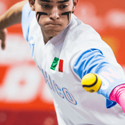 Player pitching the USA Baseball Baseball5 Ball during an exciting match for GameMaster Athletic