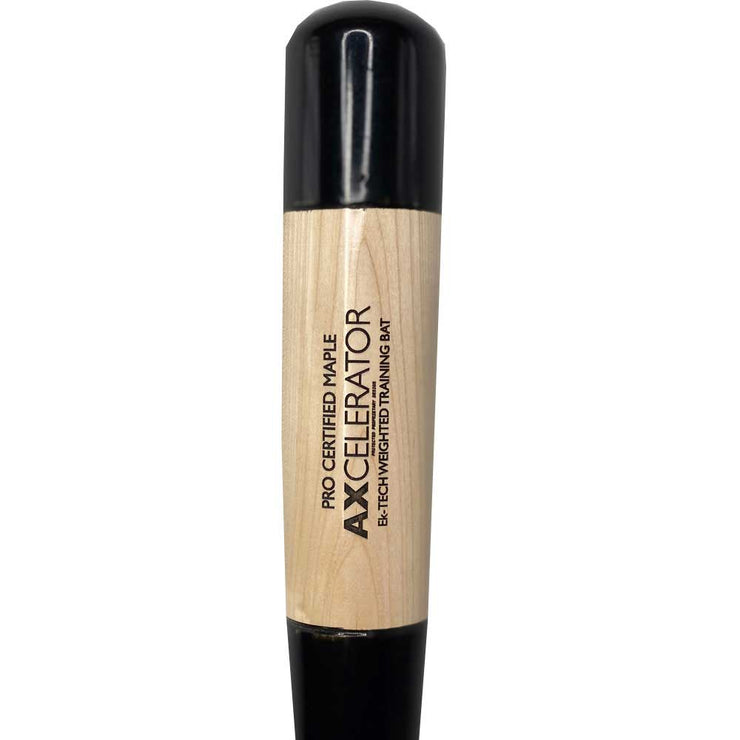AXIS Axcelerator Training Bat with a wooden handle and advanced weight distribution for optimal practice