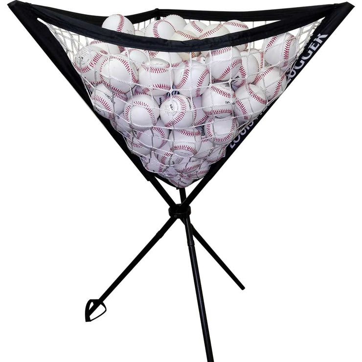 Baseball swing trainer bundle featuring a sturdy ball caddy for effective practice