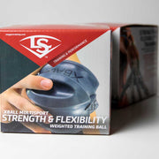 Louisville Slugger XBALL grip strength & recovery trainer in box showcasing strength and flexibility features
