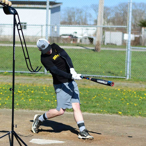 Louisville Slugger soft-toss system for batting practice with adjustable height for players